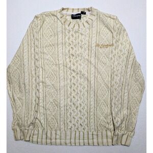 The Hundreds Cable Knit Print Long Sleeve Crewneck Sweater Size L 100% Cotton